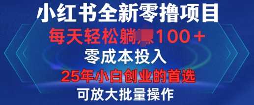 小红书全新纯零撸项目，只要有号就能玩，可放大批量操作，轻松日入100+【揭秘】-网创资源库