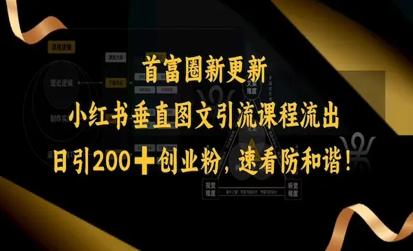 《小红书垂直图文引流课程》日引200+创业粉-网创资源库