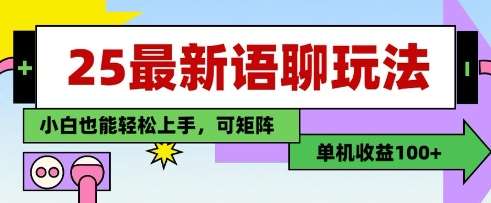 25年最新语聊玩法，纯手工，单机收益100+，小白也能轻松上手，可矩阵操作-网创资源库