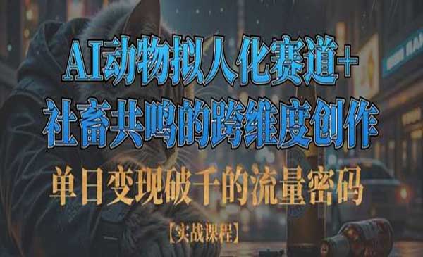 单日变现破千的流量密码，AI动物拟人化赛道+社畜共鸣的跨维度创作-网创资源库