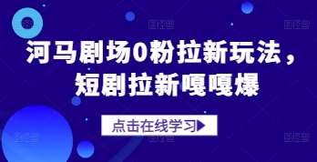 河马剧场0粉拉新玩法，短剧拉新嘎嘎爆-网创资源库