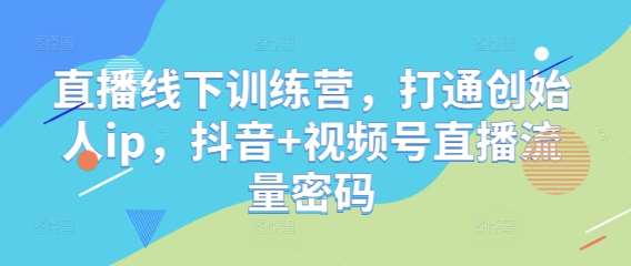 直播线下训练营，打通创始人ip，抖音+视频号直播流量密码-网创资源库