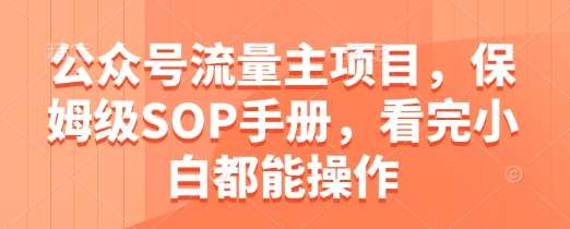公众号流量主项目，保姆级SOP手册，看完小白都能操作-网创资源库