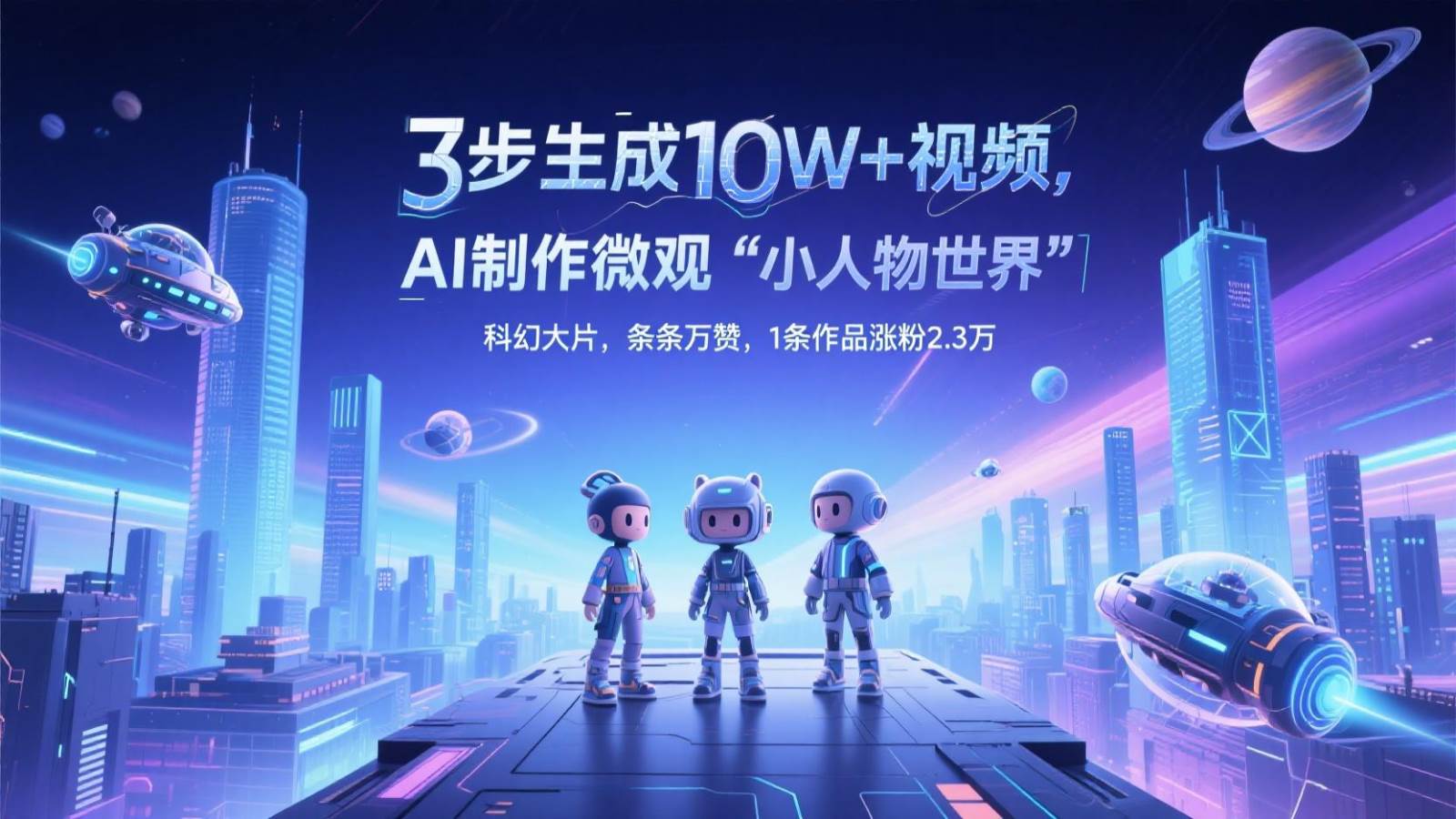 三步生成10W+视频，AI制作微观“小人物世界”科幻大片，条条万赞，1条作品涨粉2.3万-网创资源库