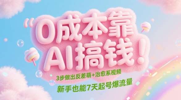 0成本靠AI搞钱！3步做出反差萌+治愈系视频，新手也能7天起号爆流量-网创资源库
