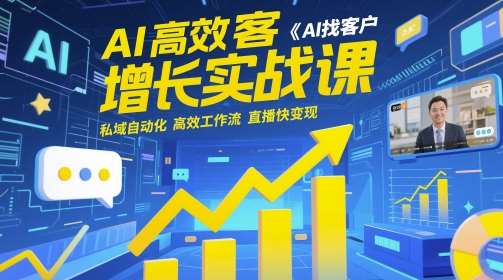 AI高效获客增长实战课，​AI找客户 私域自动化 高效工作流 直播快变现-网创资源库