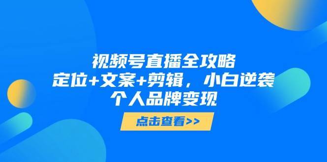 视频号直播全攻略，定位+文案+剪辑，小白逆袭个人品牌变现-网创资源库