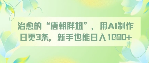治愈的“唐朝胖妞”，用AI制作日更3条，新手也能日入多张-网创资源库