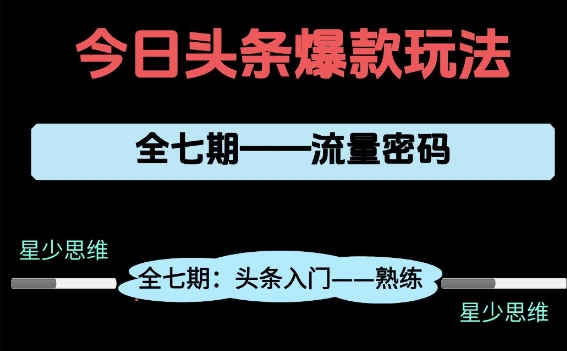 头条系列全七期项目拆解，全是干货，新手从0-1必经过程，99的人会踩的坑-网创资源库