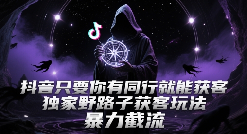 抖音只要你有同行就能获客，独家野路子获客玩法，暴力截流【揭秘】-网创资源库