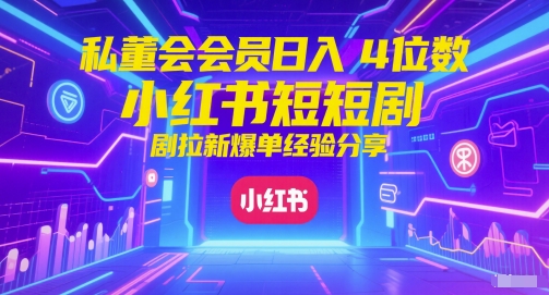 私董会会员日入4位数小红书红果短剧拉新爆单经验分享-网创资源库