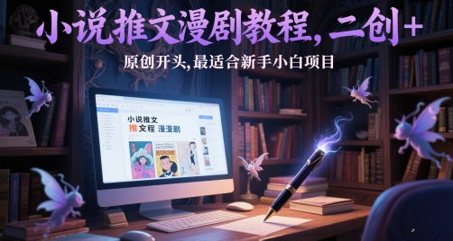 小说推文漫剧教程，二创+原创开头，最适合新手小白项目-网创资源库