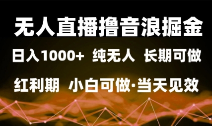 无人直播撸音浪掘金，日入1k+，纯无人红利期，小白可做，当天见效【揭秘】-网创资源库