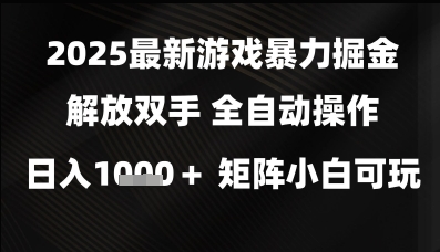 2025最新游戏暴力掘金解放双手，全自动操作，日入1k+矩阵，小白可玩【揭秘】-网创资源库