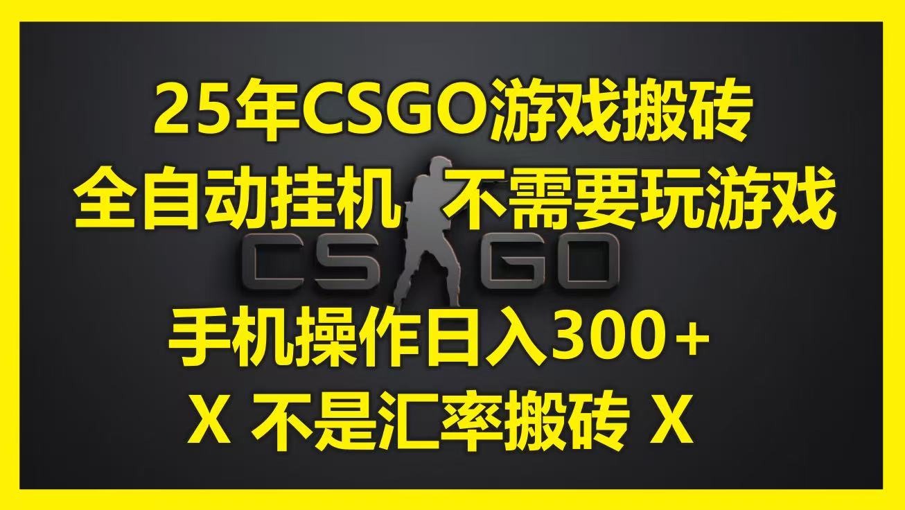 25年CSGO游戏搬砖，全自动挂机，不需要玩游戏，手机操作日入300+。(不是汇率搬砖)-网创资源库