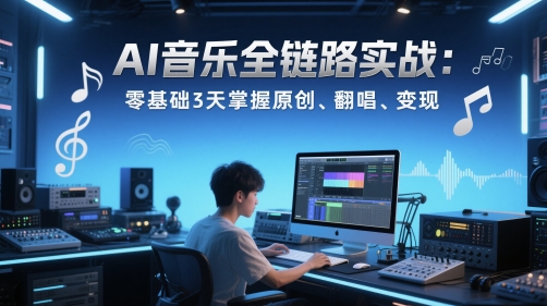 AI音乐全链路实战变现课：零基础3天掌握原创、翻唱、变现-网创资源库