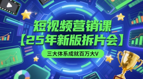短视频营销课【25年新版拆片会】三大体系成就百万大V，包含正课、拆片会、手把手教学直播课等-网创资源库