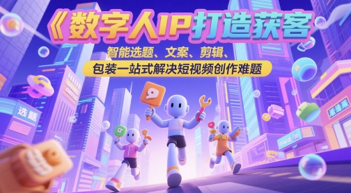 数字人IP打造获客变现实操课，智能选题、文案、剪辑、包装一站式解决短视频创作难题-网创资源库