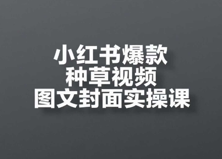 小红书爆款种草视频图文封面实操课，​开店、选品、引流、变现全流程-网创资源库