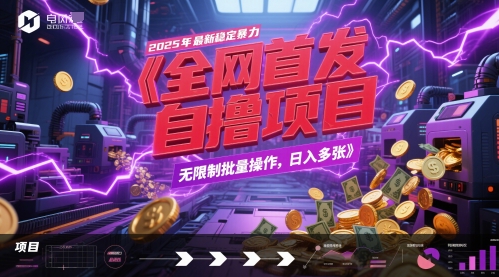 全网首发，2025年最新稳定暴力全自动自撸项目，无限制批量操作，日入多张【揭秘】-网创资源库