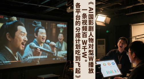 AI三国影视剧人物对口型唱歌玩法，一条视频百W千W播放，各平台的分成计划吃到飞起-网创资源库