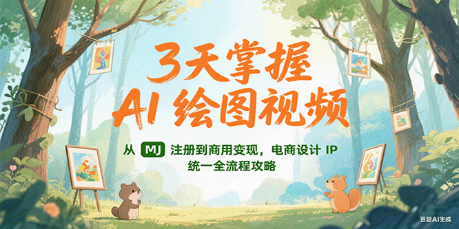 3天掌握AI绘图视频，从MJ 注册到商用变现，电商设计IP统一全流程攻略-网创资源库