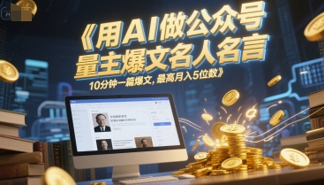 用AI做公众号流量主爆文名人名言，10分钟一篇爆文，最高月入5位数-网创资源库