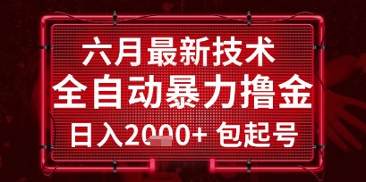 六月最新技术全自动暴力撸金，稳定日入2k+包起号，长期稳定【揭秘】-网创资源库