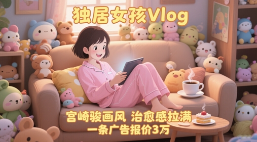 单个账号涨粉71W！用AI制作独居女孩Vlog，宫崎骏画风，治愈感拉满，一条广告报价3W-网创资源库
