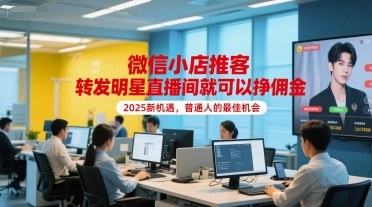 微信小店推客，转发明星直播间就可以挣佣金，2025新机遇，普通人的最佳机会-网创资源库