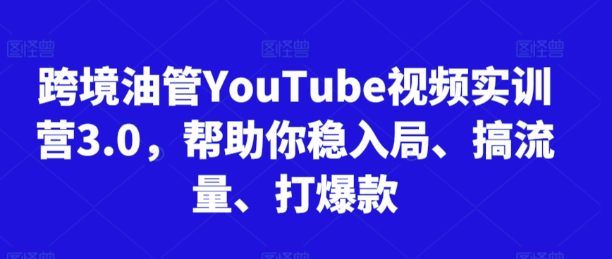 跨境油管YouTube视频实训营3.0，帮助你稳入局、搞流量、打爆款（更新2025）-网创资源库