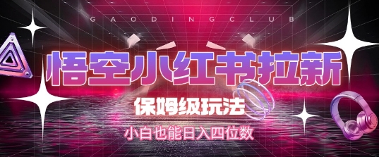 悟空小红书拉新，保姆级玩法，小白也能日入四位数-网创资源库