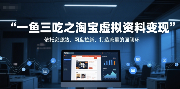 一鱼三吃之淘宝虚拟资料变现，依托资源站、网盘拉新，打造流量的强闭环-网创资源库