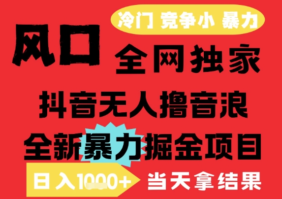 25年6月高爆抖音无人直播最新撸音浪掘金项目，解放双手小白可做，无脑日入1k+，门槛低【揭秘】-网创资源库