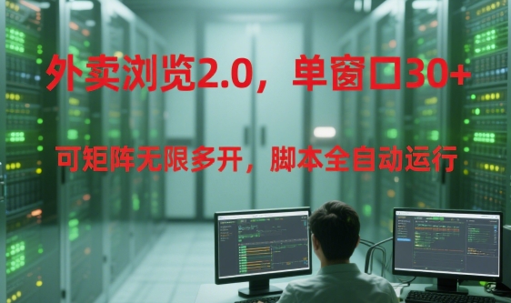 外卖浏览2.0，单窗口30+可矩阵无限多开，脚本全自动运行【揭秘】-网创资源库