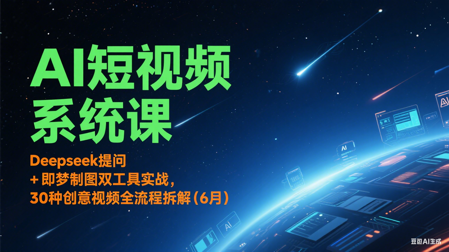 AI短视频系统课：Deepseek提问 + 即梦制图双工具实战，30种创意视频全流程拆解(6月)-网创资源库