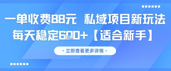一单收费88元 私域项目新玩法 每天稳定6张+【适合新手】-网创资源库