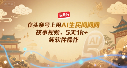 在头条号上用AI生民间故事视频，5天1k+，纯软件操作-网创资源库