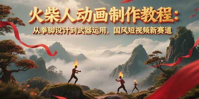 火柴人动画制作教程：从拳脚设计到武器运用，国风短视频新赛道-网创资源库