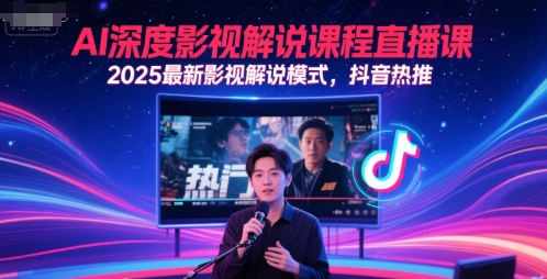 AI深度影视解说课程直播课，2025最新影视解说模式，抖音热推-网创资源库