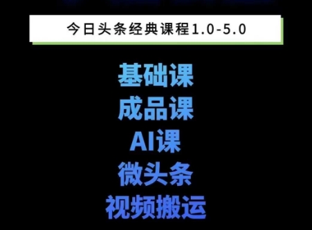 头条图文课1-5期教你头条图文写作、微头条、视频搬运变现，适合新手快速起号玩法-网创资源库