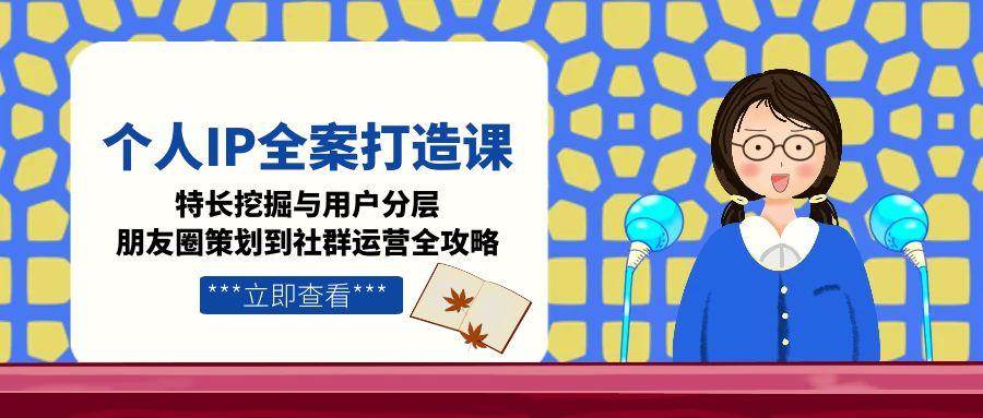 个人IP全案打造课，特长挖掘与用户分层，朋友圈策划到社群运营全攻略-网创资源库
