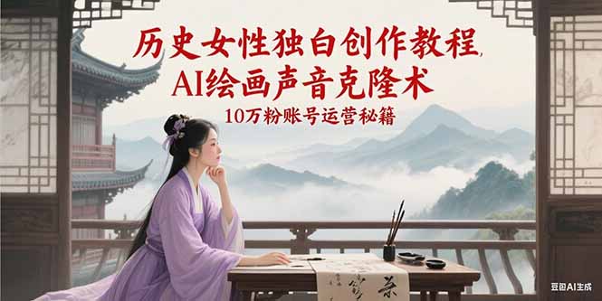 历史女性独白创作教程，AI绘画声音克隆术，10万粉账号运营秘籍-网创资源库