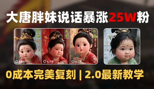 AI大唐胖贵妃说话2.0，40条视频暴涨40w粉，附独家变现攻略-网创资源库