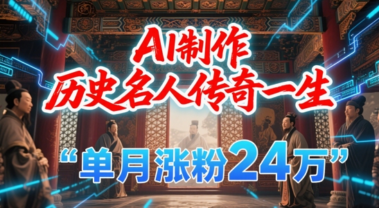 暴力起号！用AI制作历史名人传奇一生，单月涨粉24W，涨粉+变现赛道黑马来了-网创资源库