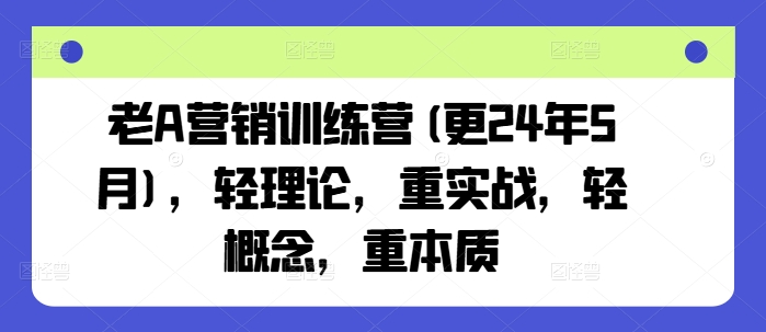 老A营销训练营(更25年6月)，轻理论，重实战，轻概念，重本质-网创资源库