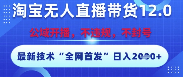 淘宝无人直播带货12.0，最新技术，不封号，不违规，操作简单，开播爆单，日入多张【揭秘】-网创资源库