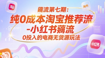 薅流第七期：纯0成本淘宝推荐流-小红书薅流最新版目，0投入的电商无货源玩法（附赠往期）-网创资源库