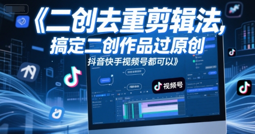 短视频二创去重剪辑法，搞定二创作品过原创，抖音快手视频号都可以-网创资源库