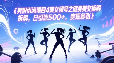 男粉引流项目4美女账号之健身美女拆解，日引流500+，变现多张-网创资源库